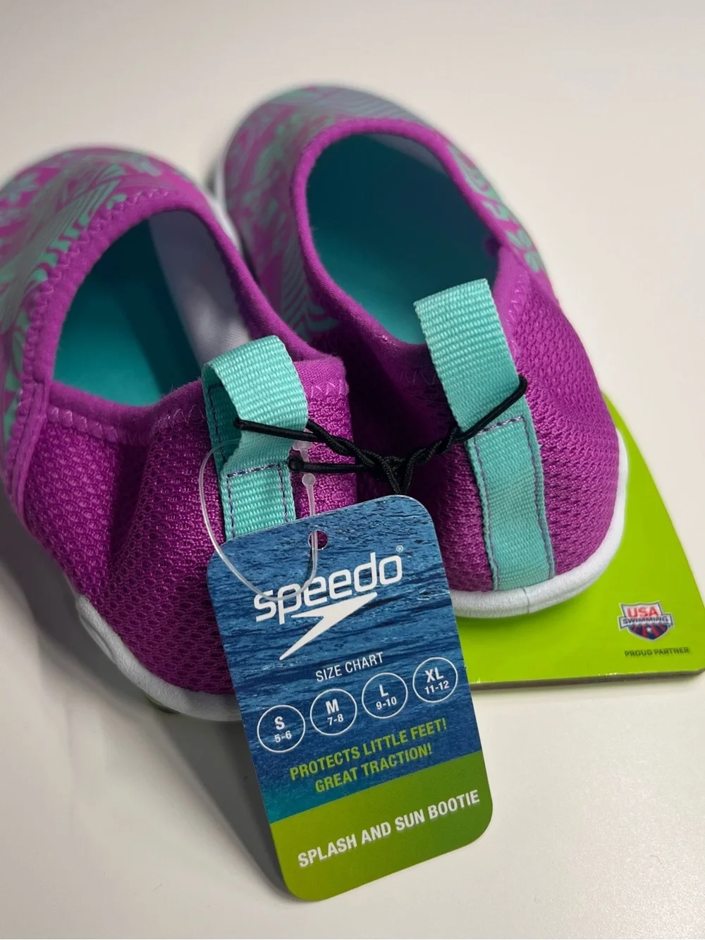 Speedo Kids Surfwalker Water Shoes Purple Teal XL Size 11/12 Splash Sun Bootie